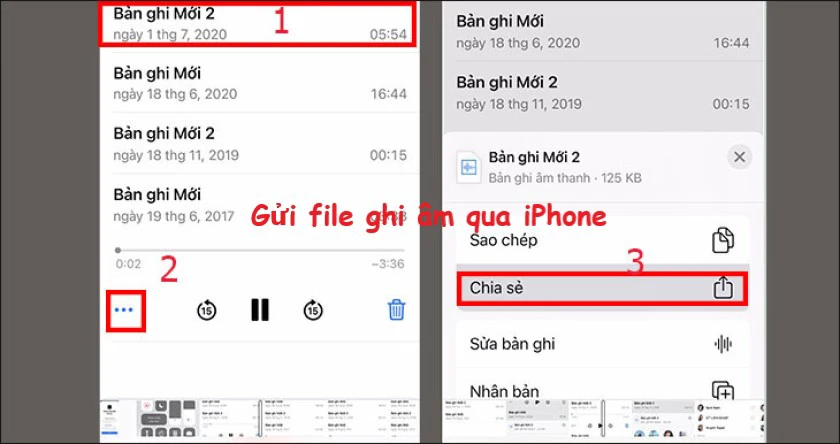 Gửi file ghi &acirc;m qua iPhone