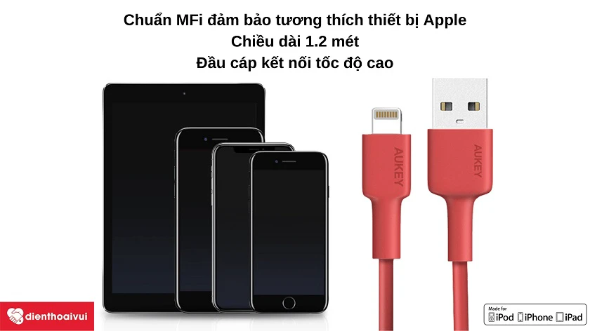 Cáp sạc Aukey Lightning CB-BAL1 1.2m