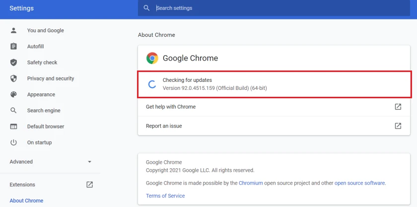 Cập nhập tr&igrave;nh duyệt Chrome