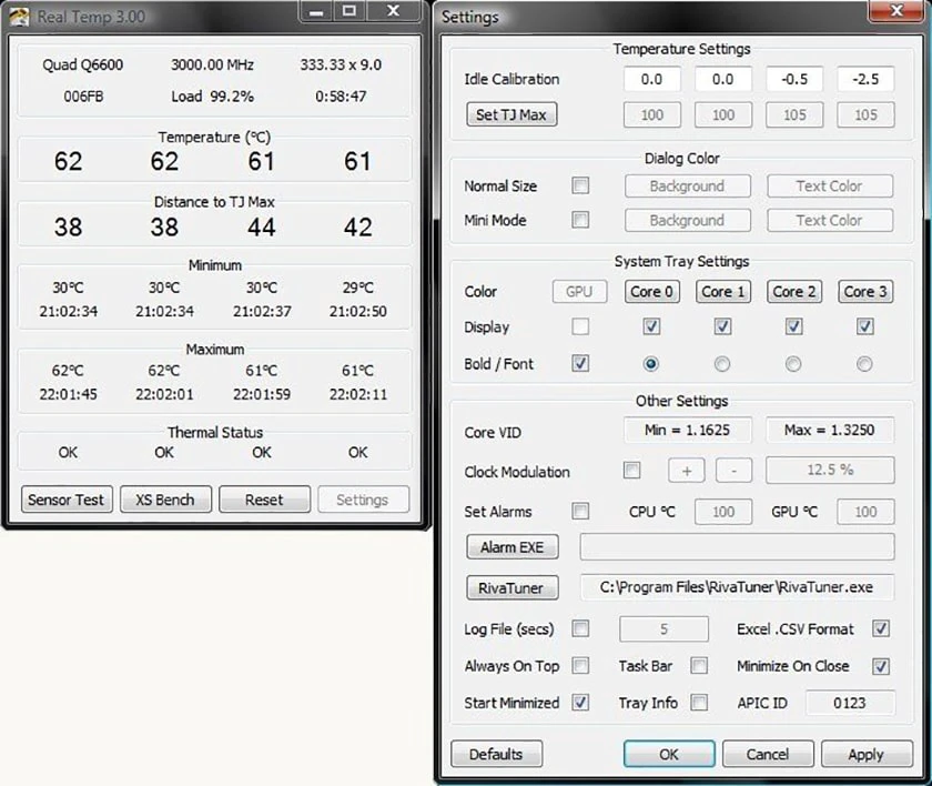 Real Temp - phần mềm đo nhiệt độ CPU m&aacute;y t&iacute;nh