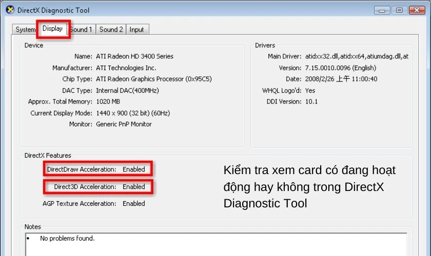 Các thông số cần lưu ý khi kiểm tra card màn hình VGA