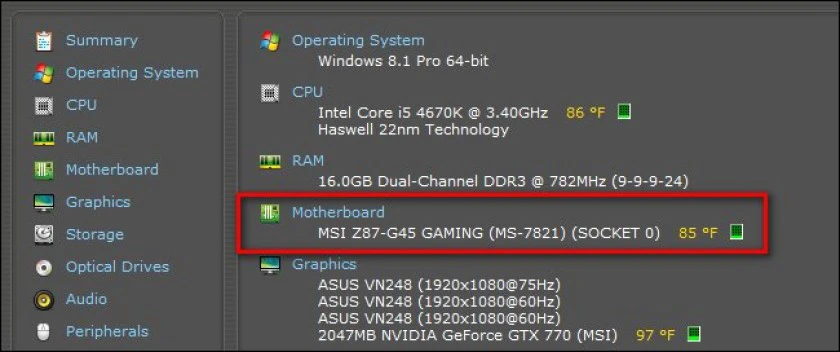 C&aacute;ch kiểm tra main pc bằng phần mềm Speccy
