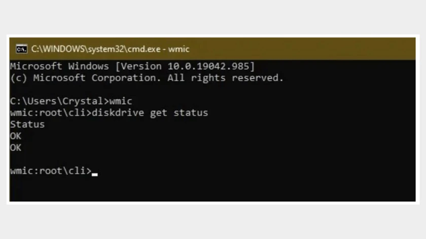 Sử dụng WMIC để kiểm tra ổ cứng laptop