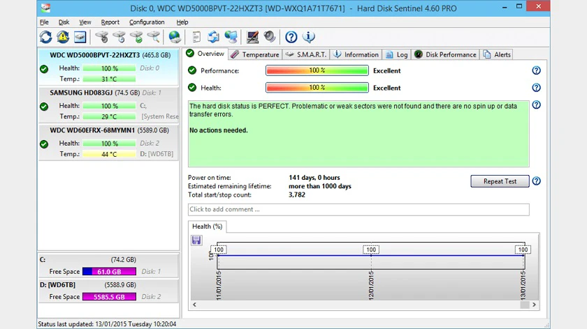 Kiểm tra ổ cứng laptop bằng Hard Disk Sentinel