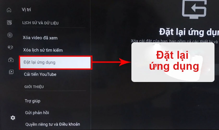 Đặt lại ứng dụng