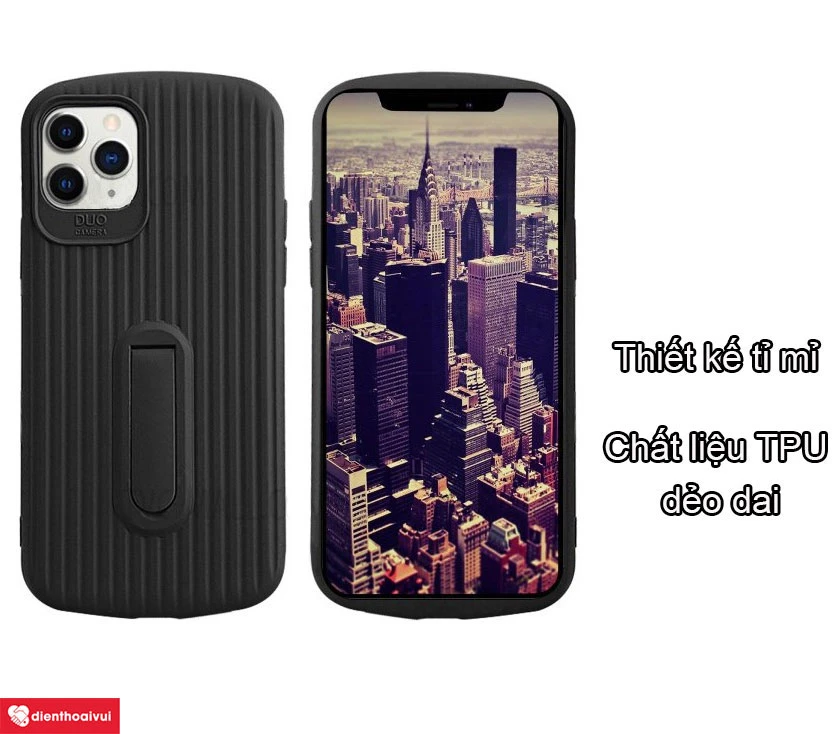 Ốp lưng S-Case iPhone 11 Pro Max sọc 3D k&egrave;m gi&aacute; đỡ