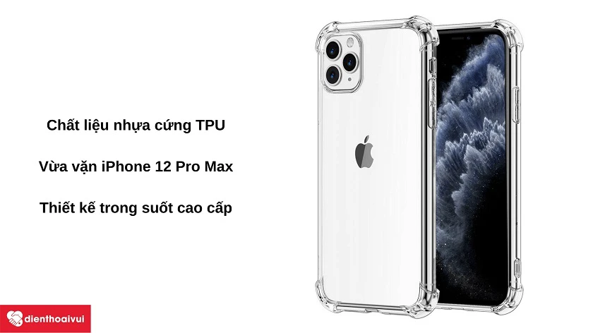 ốp lưng ch&ocirc;́ng s&ocirc;́c XO iPhone 12 Pro Max trong