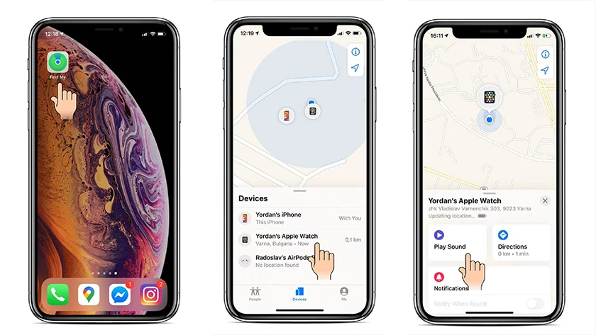 c&aacute;ch t&igrave;m apple watch bằng iphone