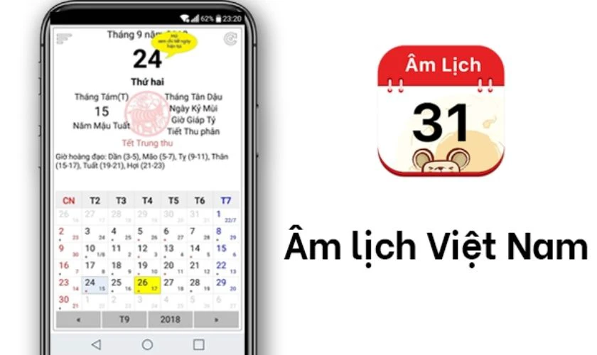 ứng dụng lịch vạn ni&ecirc;n &Acirc;m lịch Việt Nam