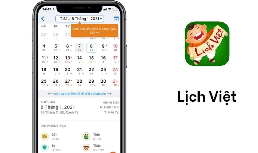 ứng dụng lịch vạn ni&ecirc;n Lịch việt