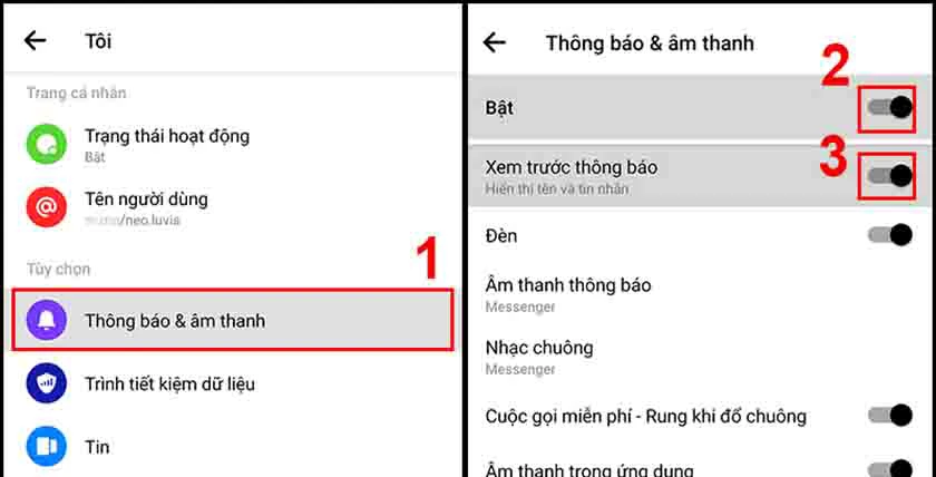 Thiết lập ở c&agrave;i đặt