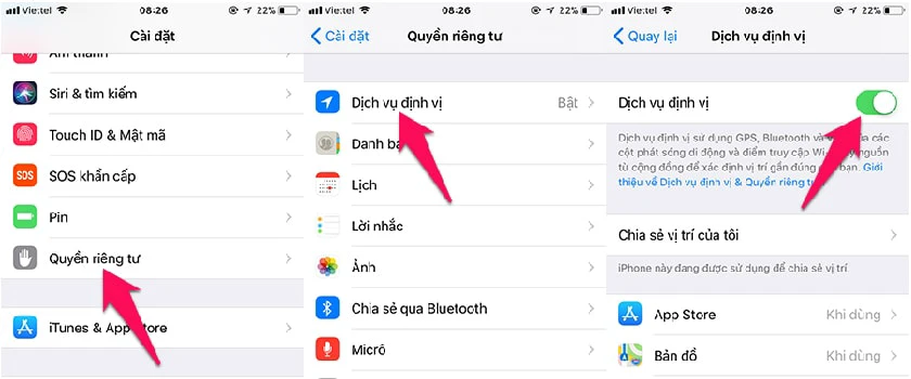 Tắt theo dõi vị trí ứng dụng