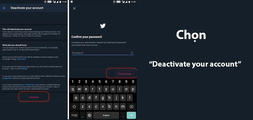 cách xóa tài khoản twitter tr&ecirc;n đi&ecirc;̣n thoại