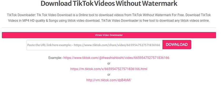 Bước 1: Truy cập trang chủ theo link: https://www.expertsphp.com/tiktok-video-downloader.php