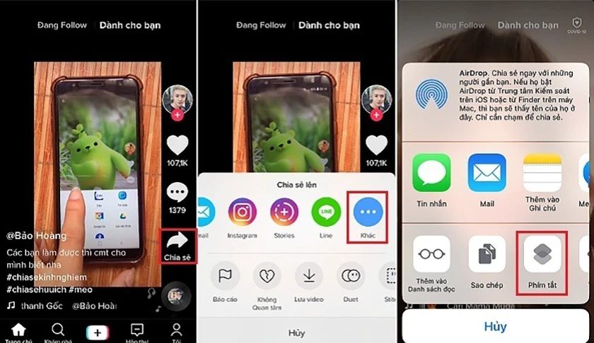 Bước 4: Chọn Shortcuts. - download tiktok video without watermark