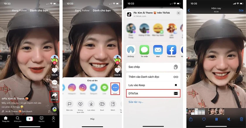 Nhấn chọn nút Share sau đó chọn Copy Share URL