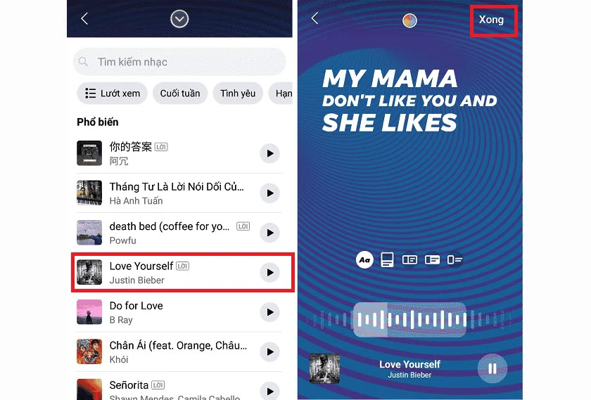 c&aacute;ch ch&egrave;n lời b&agrave;i h&aacute;t v&agrave;o Story Facebook