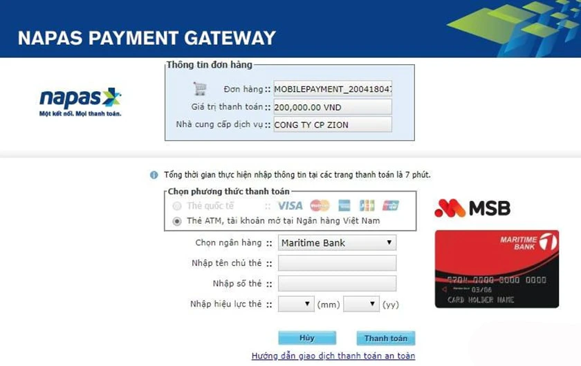 qua Credit Card, thẻ ATM