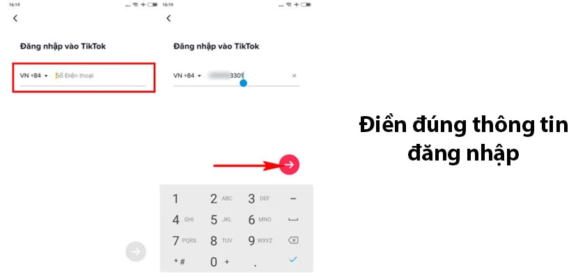 Bước 2: L&uacute;c n&agrave;y, tr&ecirc;n hệ thống ứng dụng sẽ chuyển sang giao diện đăng nhập Tik Tok tr&ecirc;n điện thoại.