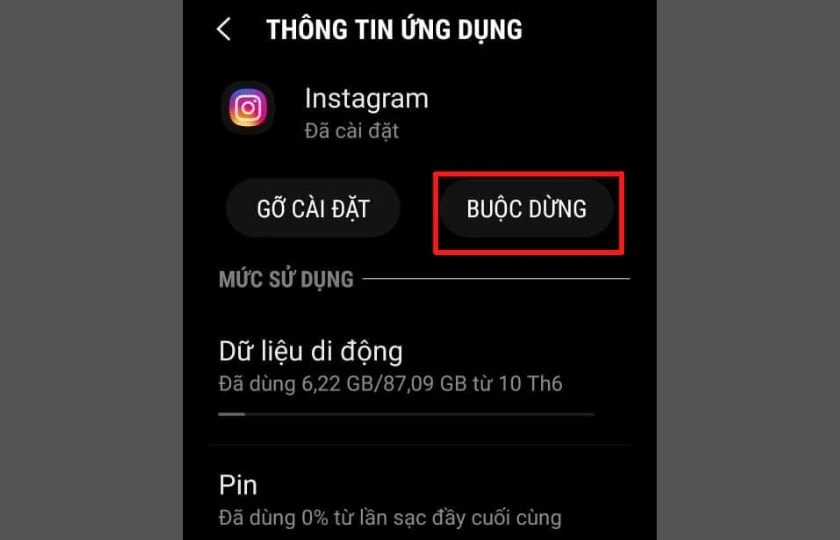 Khởi động lại hoặc tải lại ứng dụng
