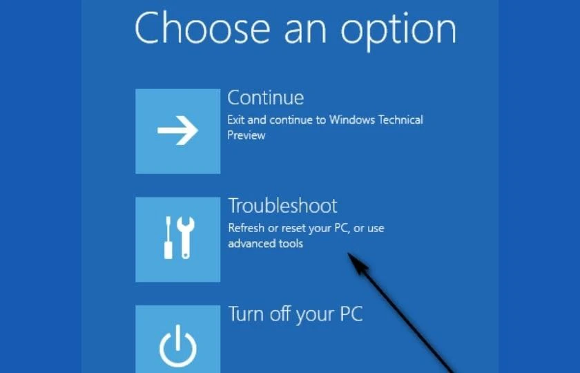 chọn tiếp mục Troubleshoot