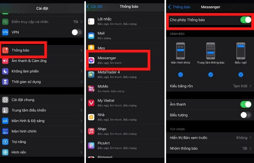 Sửa lỗi messenger không hiển thị tin nhắn đến