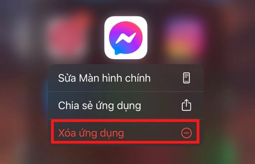 Xóa ứng dụng Messenger