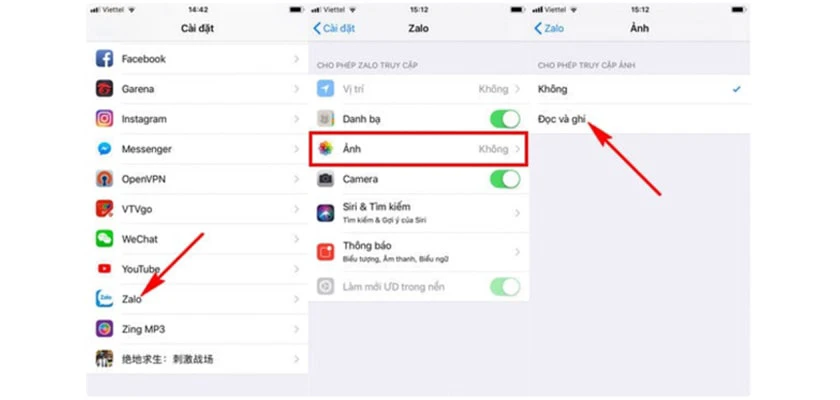 K&iacute;ch hoạt lại chế độ truy cập ảnh, SMS ở Zalo tr&ecirc;n thiết bị