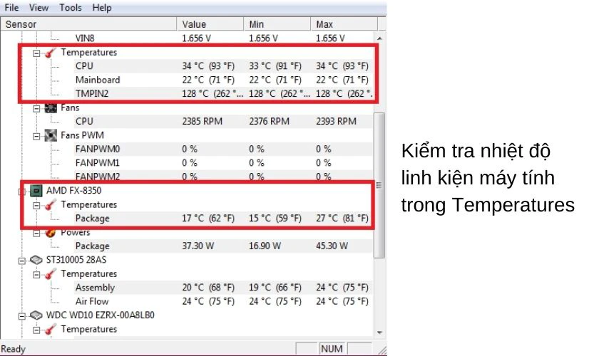 Kiểm tra nhiệt độ laptop bằng HWMonitor