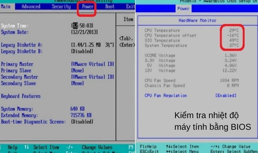 Đo nhiệt độ laptop trong BIOS