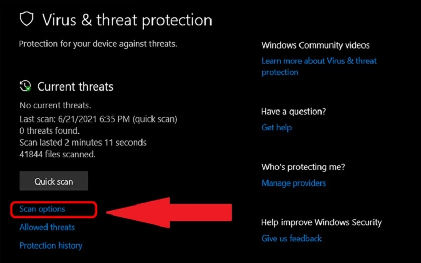 Tắt virus and Threat Protection