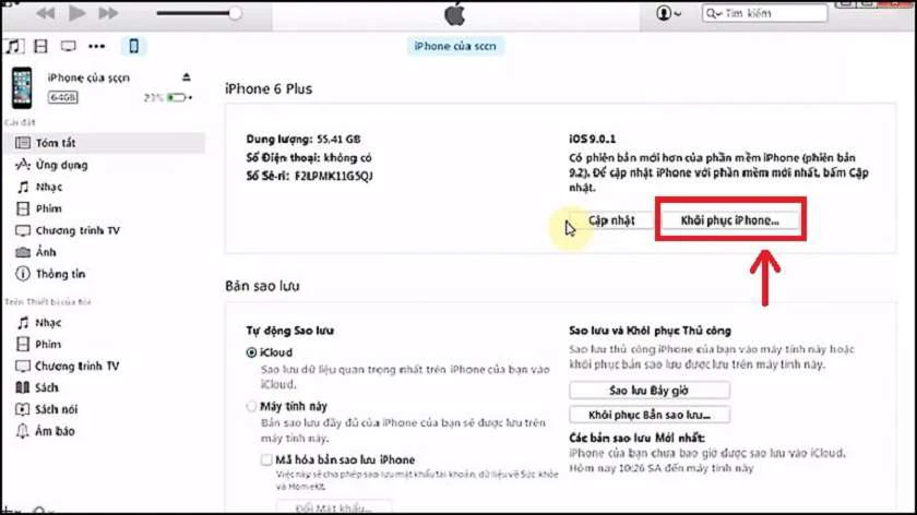 Hướng dẫn restore iPhone bằng itune