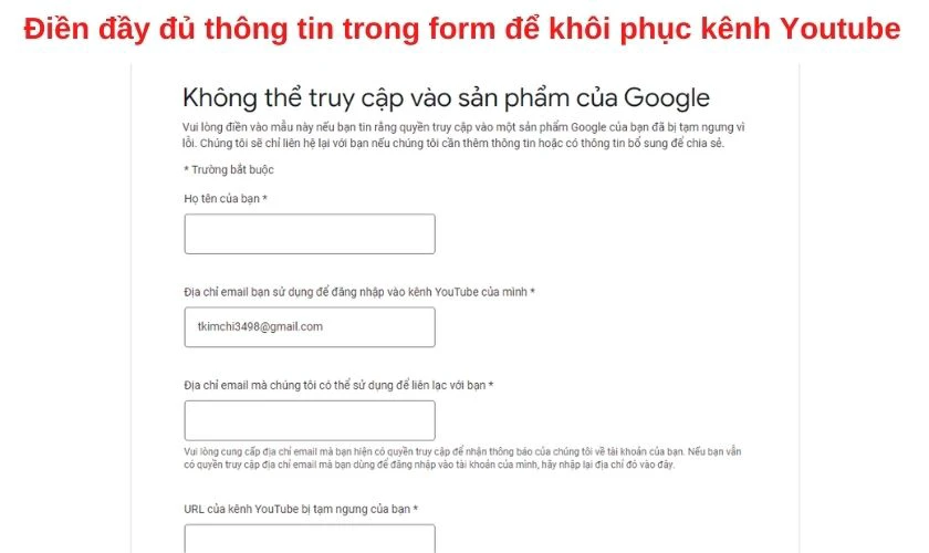 C&aacute;ch kh&ocirc;i phục k&ecirc;nh Youtube đ&atilde; x&oacute;a