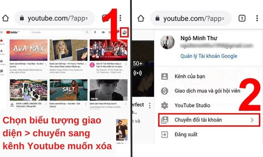 x&oacute;a k&ecirc;nh youtube