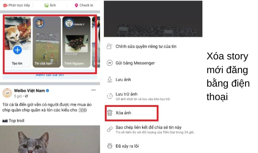 c&aacute;ch xo&aacute; story tr&ecirc;n facebook