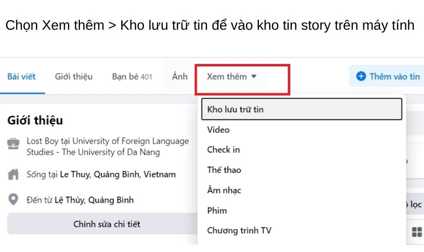 C&aacute;ch x&oacute;a story cũ, story lưu trữ bằng m&aacute;y t&iacute;nh