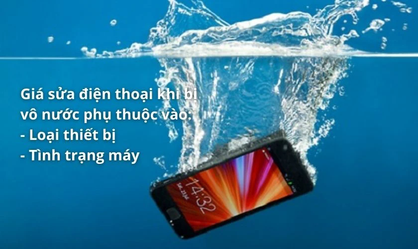 Gi&aacute; xử l&yacute; điện thoại rơi xuống nước phụ thuộc v&agrave;o yếu tố n&agrave;o?