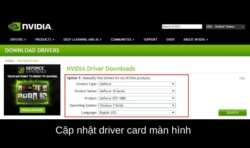 Cập nhật driver card m&agrave;n h&igrave;nh m&aacute;y t&iacute;nh