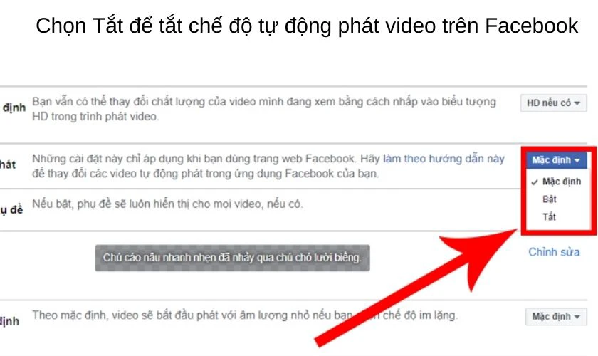 Bật &ndash; tắt tự ph&aacute;t video tr&ecirc;n Facebook bằng m&aacute;y t&iacute;nh