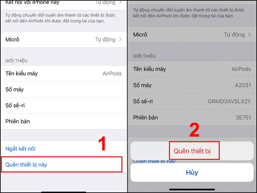 Reset - Quên thiết bị