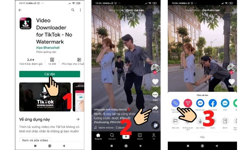 tải video tiktok khi kh&ocirc;ng c&oacute; n&uacute;t lưu