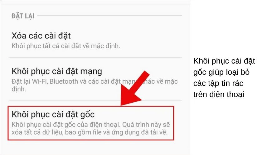Kh&ocirc;i phục c&agrave;i đặt gốc Samsung