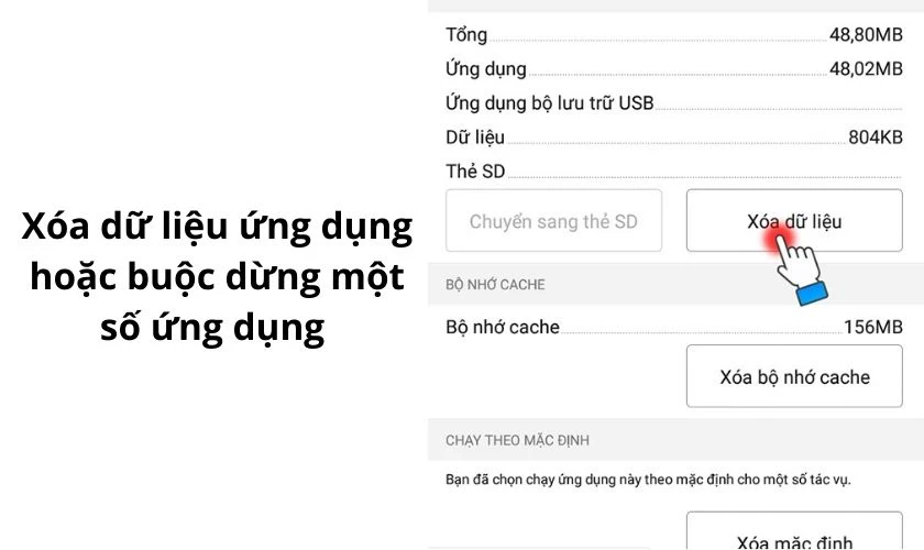 X&oacute;a dữ liệu ứng dụng