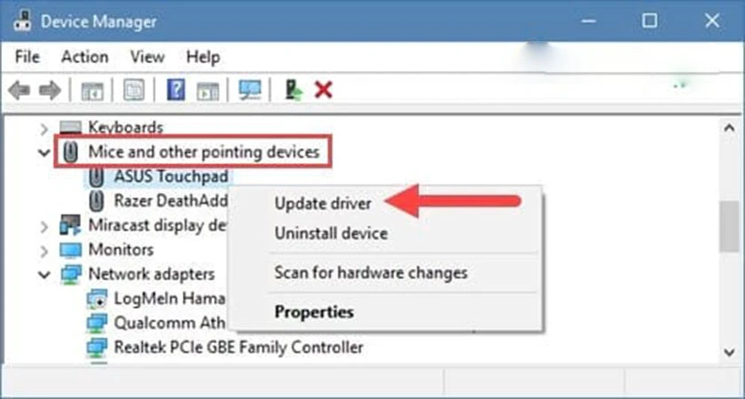 Cập nhật phần mềm cho Touchpad tr&ecirc;n m&aacute;y t&iacute;nh của bạn