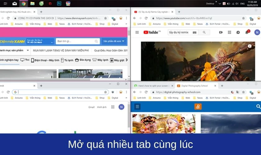 Mở qu&aacute; nhiều tab c&ugrave;ng l&uacute;c