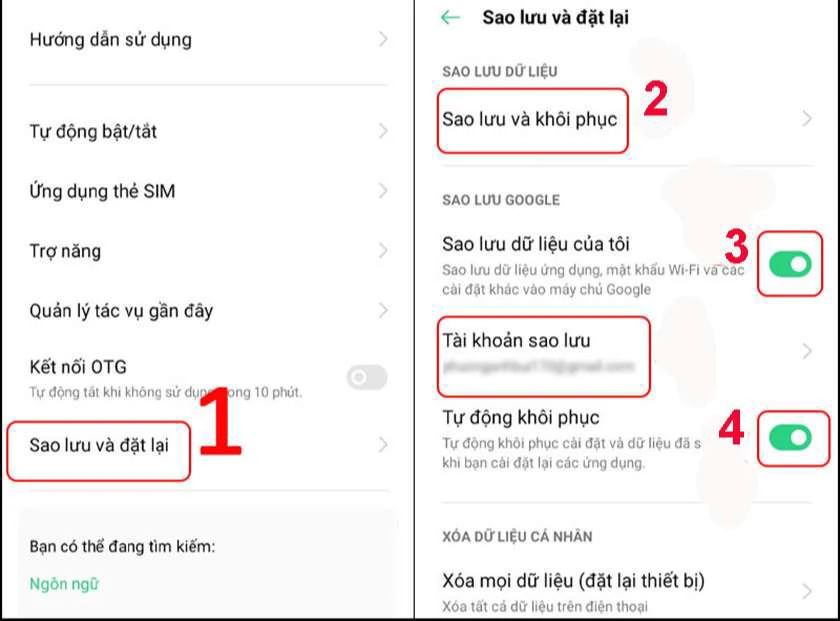 sao lưu dữ liệu android c&agrave;i đặt bổ sung