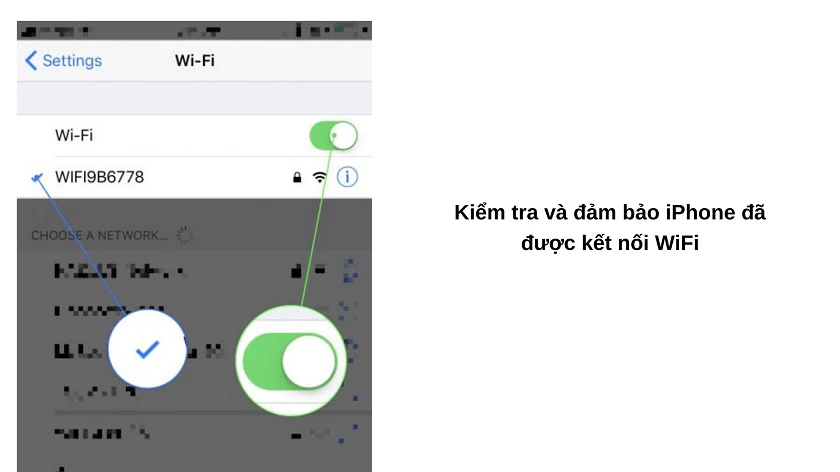 Đảm bảo điện thoại kết nối WiFi