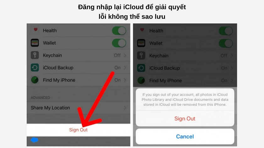 Đăng nhập lại iCloud