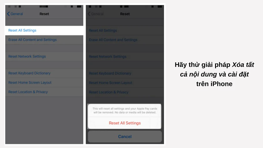 Reset toàn bộ cài đặt