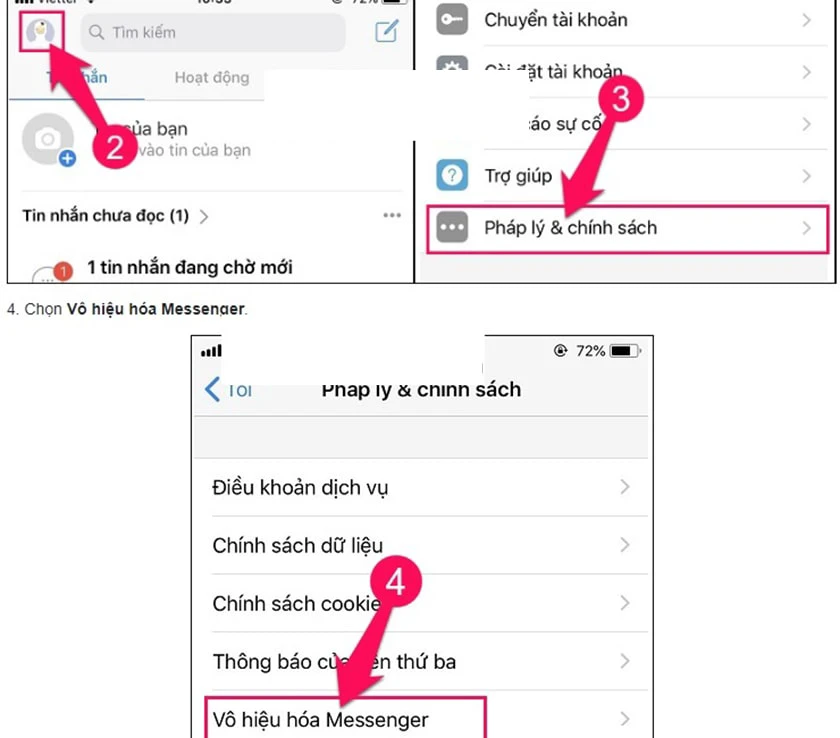 messenger kh&ocirc;ng c&oacute; chữ v&ocirc; hiệu h&oacute;a